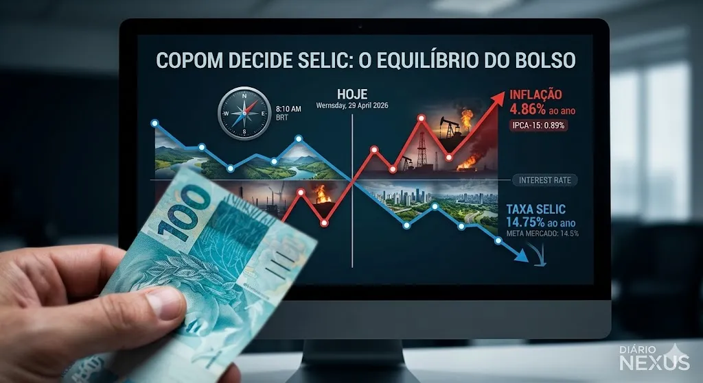 Copom Decide Selic Hoje: Entre o Alívio nos Juros e o Fantasma da Inflação de Guerra