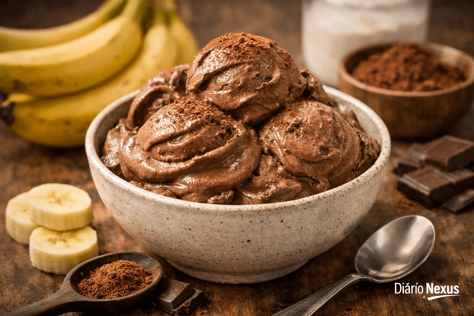 Sorvete Caseiro de Chocolate Fitness: a sobremesa sem açúcar que une sabor e leveza