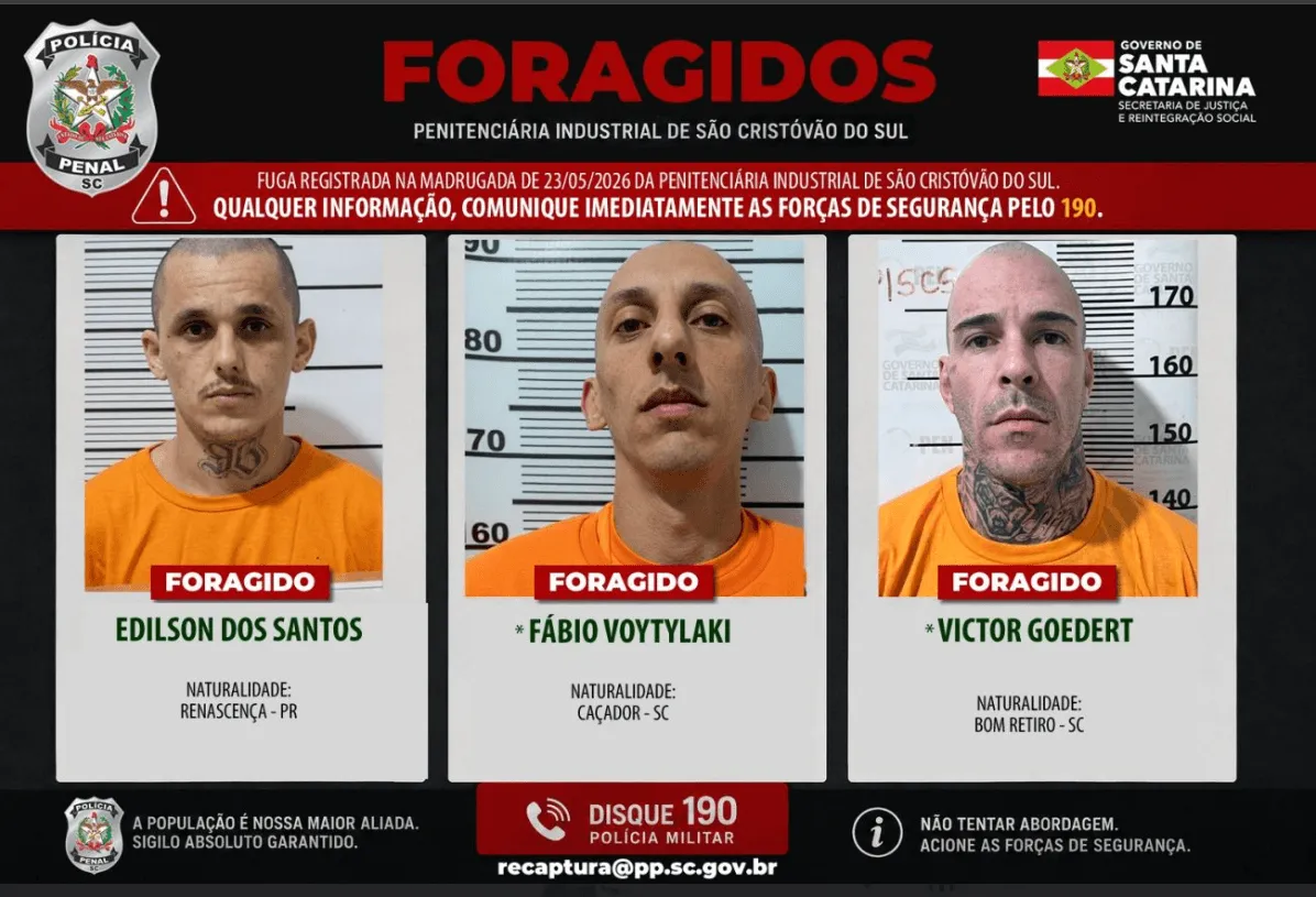 Fuga em SC: dois presos divulgados como foragidos estavam dentro da penitenciária