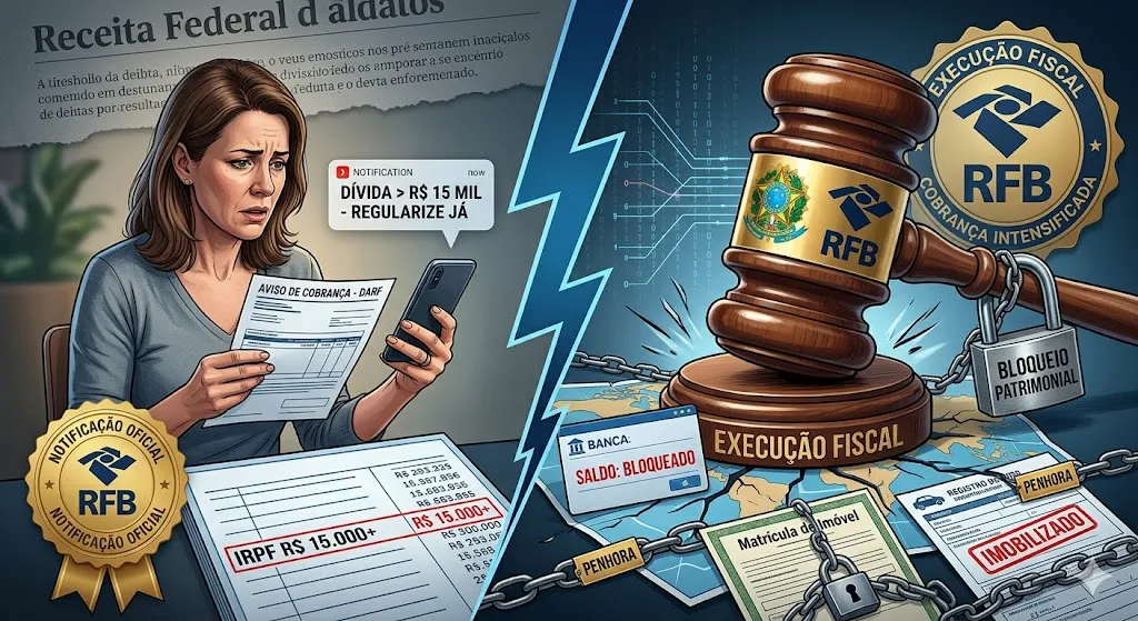 Receita Federal intensifica cobranças: Dívidas acima de R$ 15 mil podem levar ao bloqueio de contas e bens