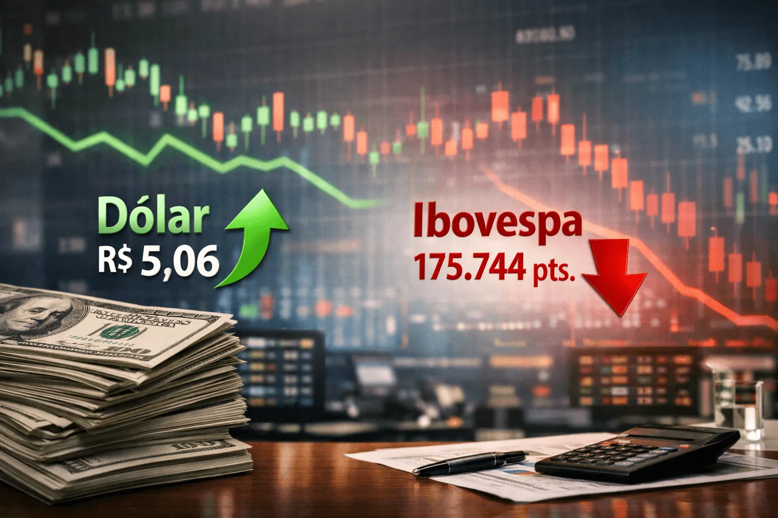 Dólar sobe para R$ 5,06: bolsa recua com IPCA-15 acima do esperado e queda do petróleo